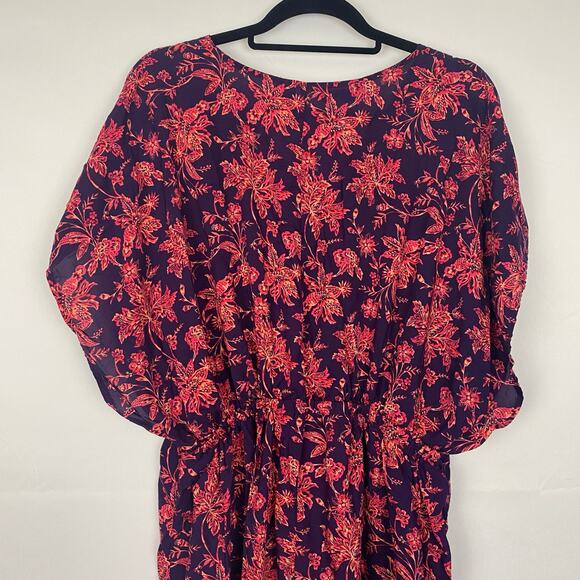 Lands End' Size XS-S, Floral Boho Dress Purple & Red Pattern Midi Women, Retro - Picture 5 of 6